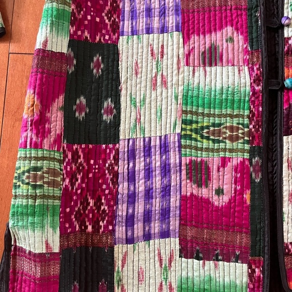 100% Silk Quilted Art to Wear Patchwork Jacket Large - Picture 3 of 5